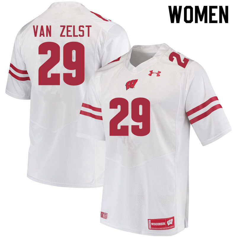 Women #29 Nate Van Zelst Wisconsin Badgers College Football Jerseys Sale-White